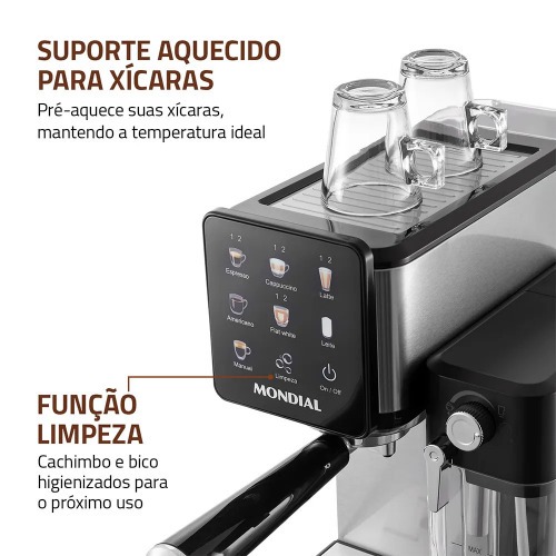 Cafeteira expresso 20 Bar preto e prata Dolce Latte�- C-28-ECL  220V