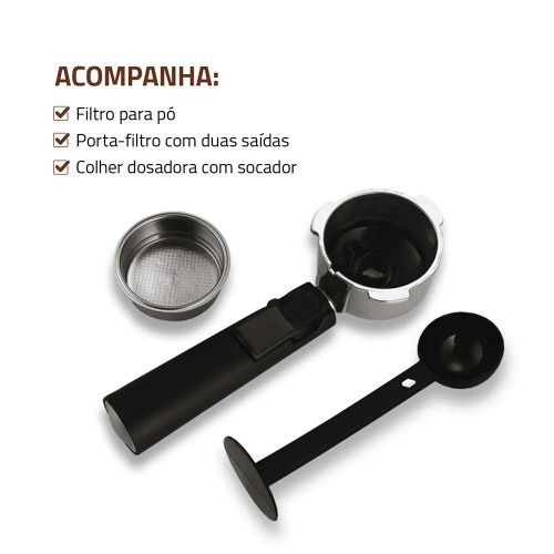 Cafeteira expresso 20 Bar preto e prata Dolce Latte�- C-28-ECL  220V