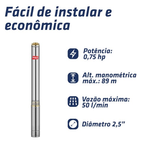 Bomba submersa caneta para po�o 3/4 hp 2.1/2