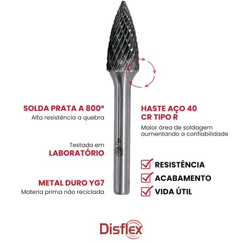 Lima rotativa endurecida �rvore com ponta 12 x 25 mm haste 6 mm - 23.231