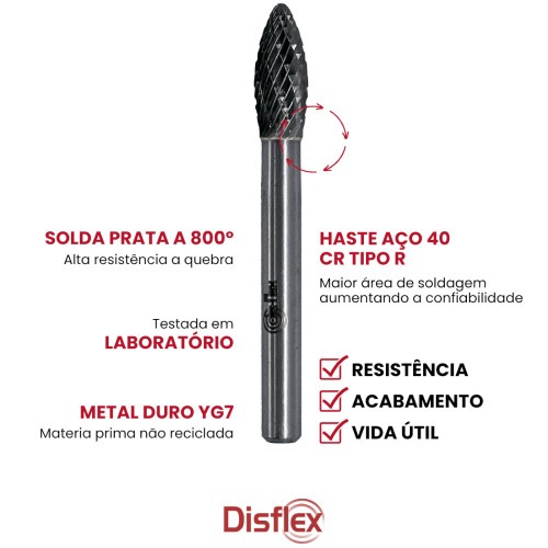 Lima rotativa endurecida em chama 10 x 25 mm haste 6 mm - 23.245