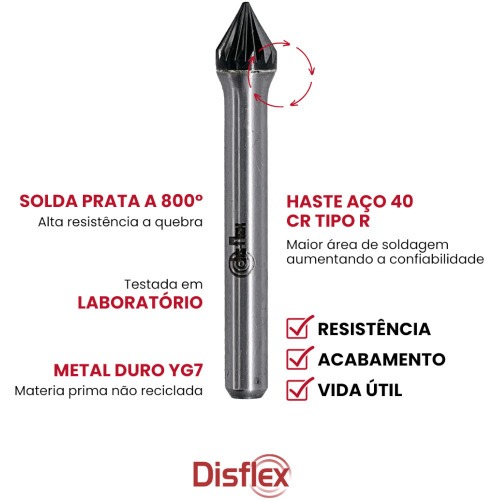 Lima rotativa endurecida cônica 12 x 10 mm haste 6 mm - 23.277 Lima rotativa endurecida cônica 12 x 10 mm haste 6 mm - 23.277