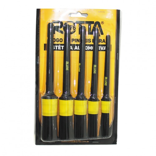 Jogo de pinc�is para detalhamento automotivo com 5 pe�as - 02531