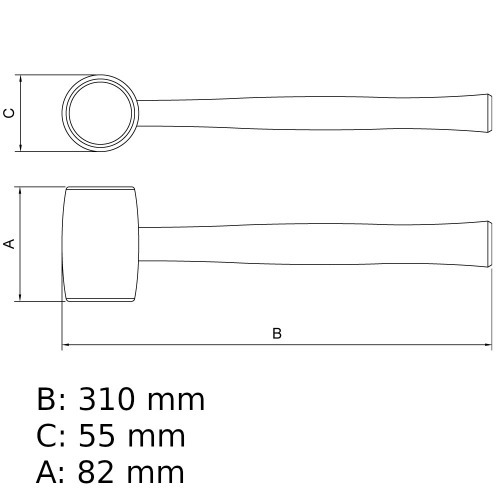 Martelo de borracha 55 mm modelo americano - 40681/008