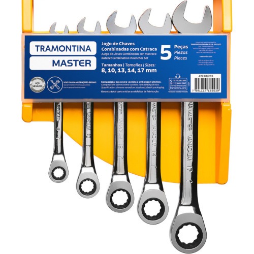Jogo de chave combinada com catraca 8 a 17 mm  5 pe�as