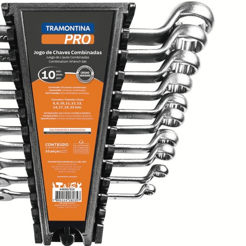 Jogo de chave combinadas 6 a 22 mm  10 pe�as em a�o cromo van�dio
