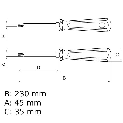 Chave hexalobular reta com cabo t-30 a�o cromo van�dio - 44350030