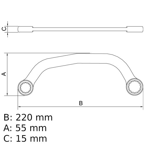 Chave estrela meia lua 11 x 13 mm a�o cromo van�dio
