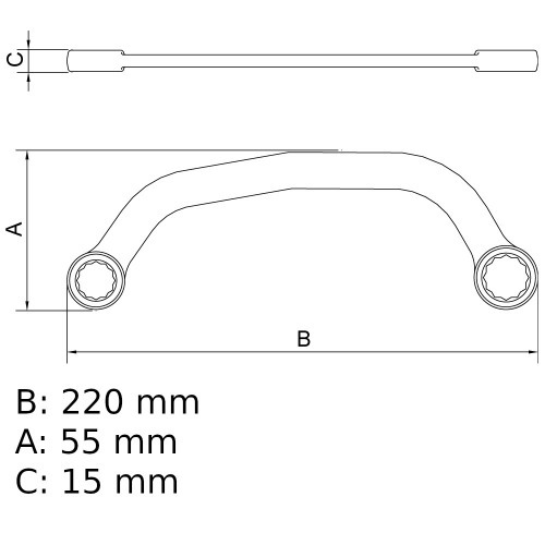 Chave estrela meia lua 10 x 12 mm a�o cromo van�dio