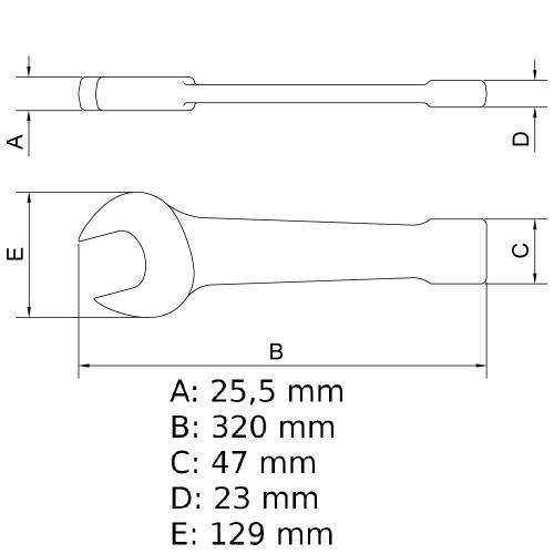 Chave fixa de bater 60 mm aço cromo vanádio - 44628060 Chave fixa de bater 60 mm aço cromo vanádio - 44628060