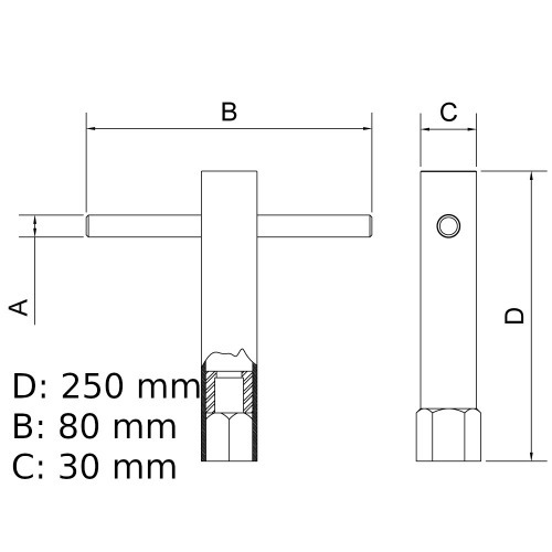 Chave de vela 16 mm com man�pulo - 44715016