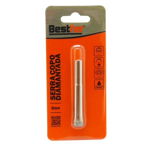 Serra copo diamantada 8 mm para porcelanato e vidro - BFH3368