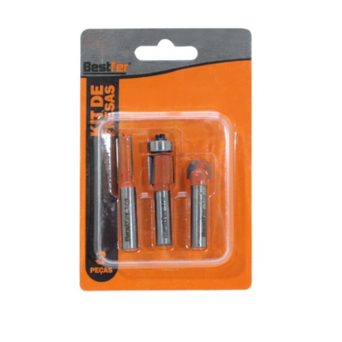 Jogo de fresas para madeira haste 8 mm com 3 pe�as - BFH3235