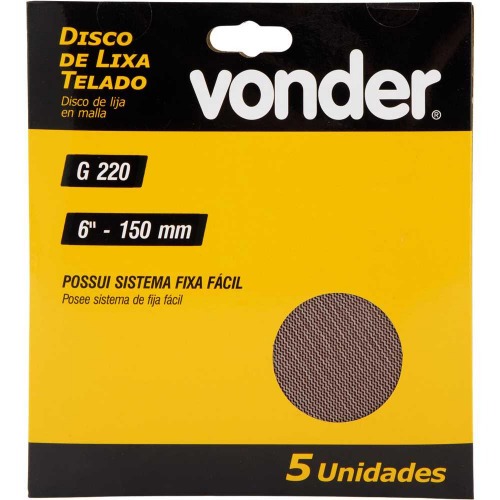 Disco de lixa telado 150 mm gr�o 220 com 5 pe�as