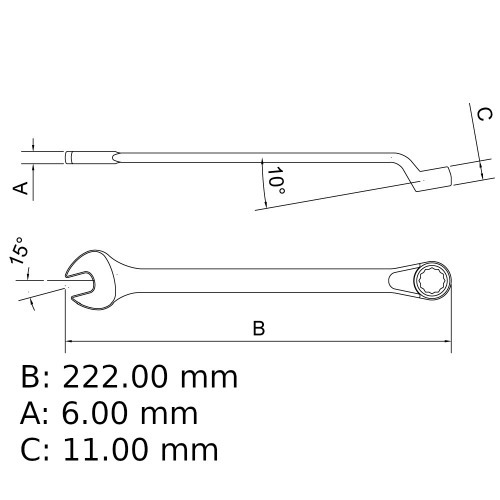 Chave combinada 17 mm a�o cromo van�dio