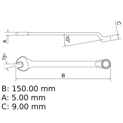 Chave combinada 12 mm a�o cromo van�dio