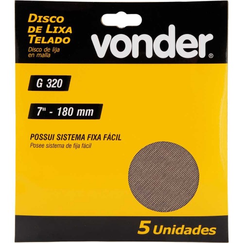 Disco de lixa telado 180 mm gr�o 320 com 5 pe�as