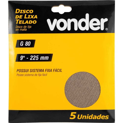 Disco de lixa telado 225 mm gr�o 80 com 5 pe�as