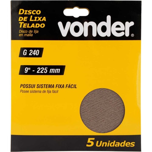 Disco de lixa telado 225 mm gr�o 240 com 5 pe�as