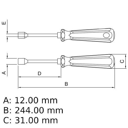 Chave com cabo tipo canh�o 12 mm a�o cromo van�dio