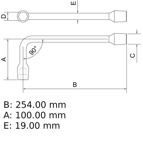 Chave biela 19 mm aço cromo vanádio com cartela - 44720119 Chave biela 19 mm aço cromo vanádio com cartela - 44720119