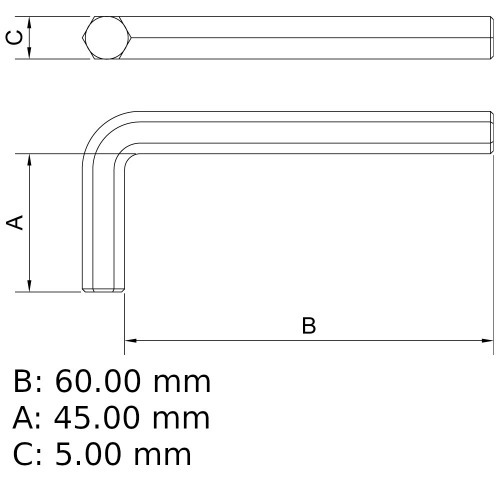 Chave allen 2,5 mm a�o cromo van�dio