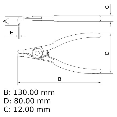 Alicate bico curvo para an�is externos 5