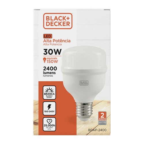 L�mpada led alta pot�ncia eco 30W l�mens branca - BDAP-2400-01  110V/220V