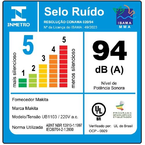 Soprador Aspirador de ar 600 watts - UB1103 220V Soprador Aspirador de ar 600 watts - UB1103 220V