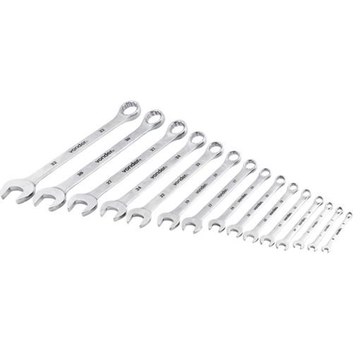 Jogo de chave combinada de aço cromo vanádio 6 a 32 mm com 15 peças Jogo de chave combinada de aço cromo vanádio 6 a 32 mm com 15 peças