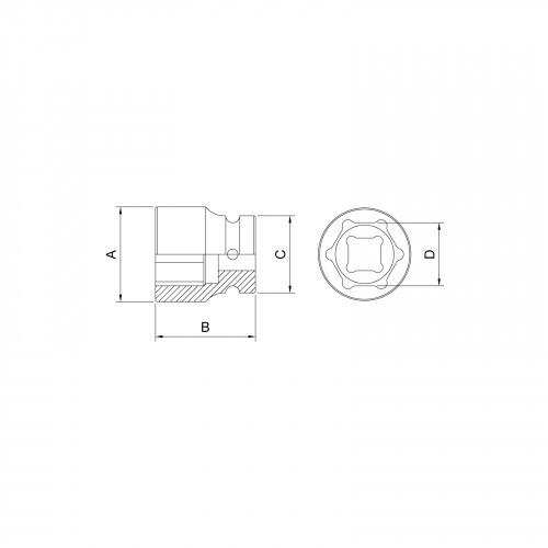 Soquete sextavado de impacto 36 mm encaixe 3/4 Soquete sextavado de impacto 36 mm encaixe 3/4