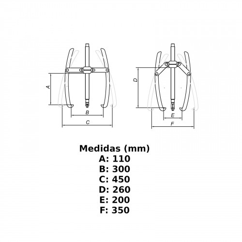 Saca polia com 3 garras abertura de 260 mm