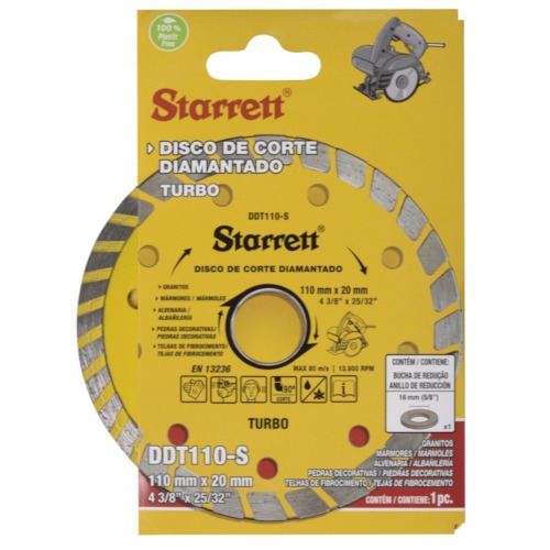 Disco diamantado turbo 110 mm para alvenaria - DDT110-S