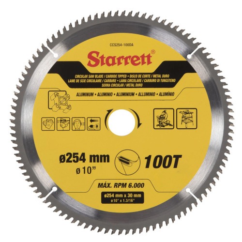 Disco de serra para aluminio 254 mm x 30 mm 100 dentes - CCS254-100DA