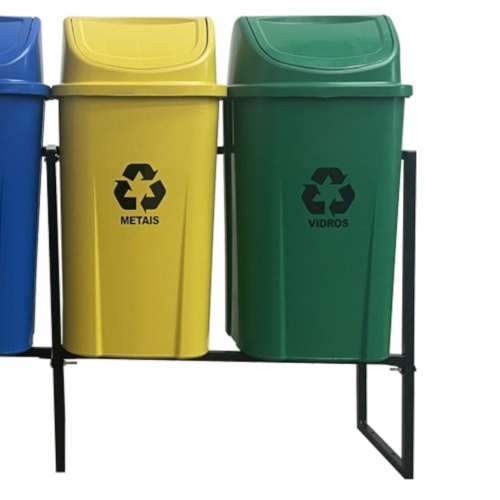 Kit com 4 lixeiras de 60L para coleta seletiva - 14038
