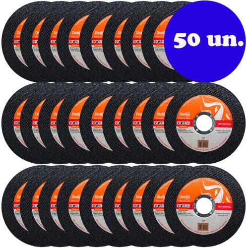 Kit 50 Discos de de corte fino para metal e inox 4.1/2