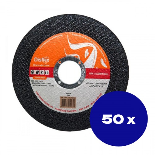 Kit 50 Discos de de corte fino para metal e inox 4.1/2