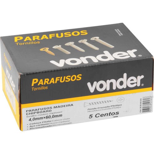 Parafuso madeira chipboard 4,0 x 60 mm pacote com 500 pe�as