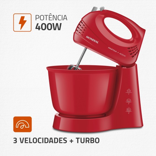 Kit Liquidificador 550W Turbo Power L-99-FR + Batedeira 400W Pr�tica B-44-R	  110V