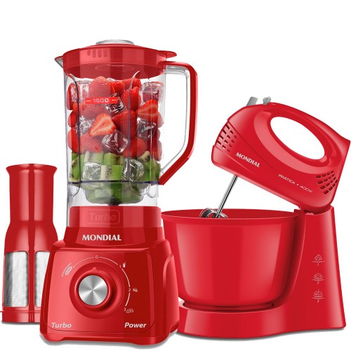 Kit Liquidificador 550W Turbo Power L-99-FR + Batedeira 400W Pr�tica B-44-R	  110V
