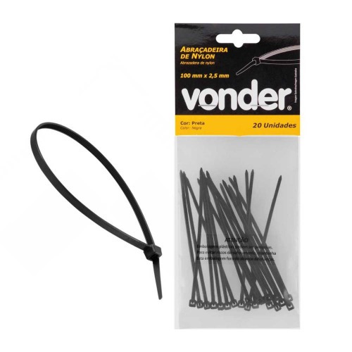 Abra�adeira de nylon 10 cm com 20 pe�as