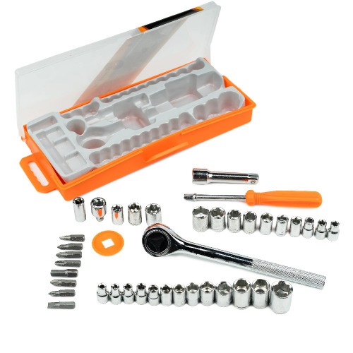 Jogo de bits e soquetes com chave catraca 40 pe�as - 13565