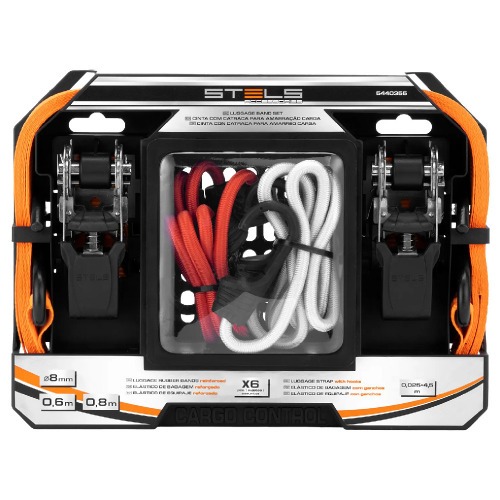 Kit cinta com catraca para amarração de carga com elásticos de bagagem - 5440355 Kit cinta com catraca para amarração de carga com elásticos de bagagem - 5440355