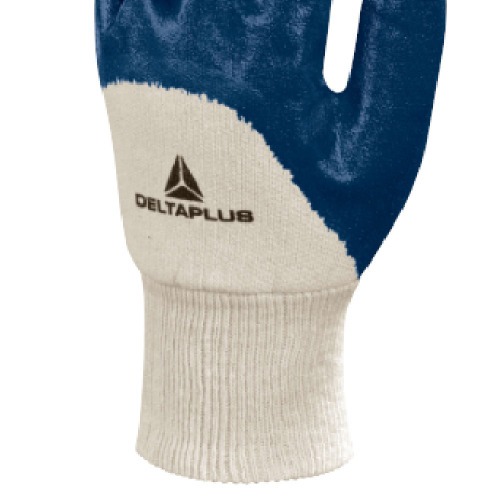 Luva de algod�o revestida em l�tex nitr�lico azul G
