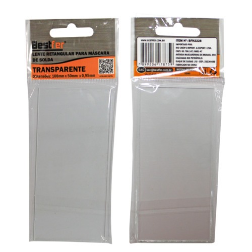 Lente para máscara de solda 108 mm x 50 mm retangular - BFH2228 Lente para máscara de solda 108 mm x 50 mm retangular - BFH2228