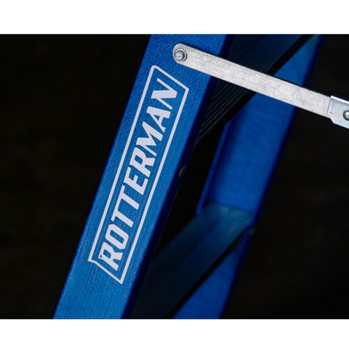 Escada tesoura simples em fibra de vidro 3 degraus + patamar 1,20 m- Premium