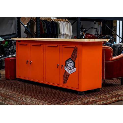 Bancada fechada com 4 portas tampo de madeira - ROUTE 66