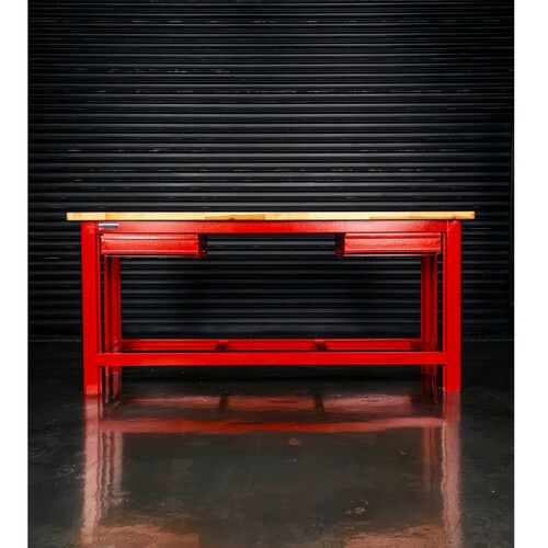 Bancada aberta com 02 gavetas e tampo de madeira pinus - RLL-210 