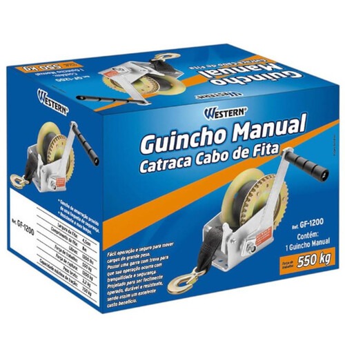 Guincho manual catracado 750kg com cinta nylon - GF-1200 Guincho manual catracado 750kg com cinta nylon - GF-1200