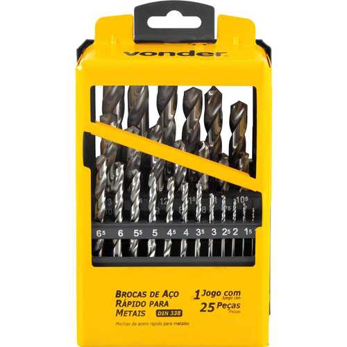 Jogo de brocas a�o r�pido  1,0 a 13,0 mm DIN338 com 25 pe�as
